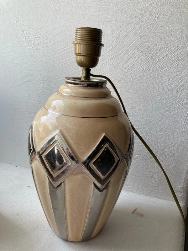 Pied de lampe art déco signé ODYV en céramique
