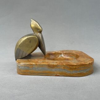Vide poche surmonté d'un pélican en bronze signé Gebel, Art Déco