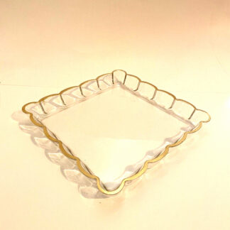 Plat de Service Art Déco en Verre Transparent, France, 1930s