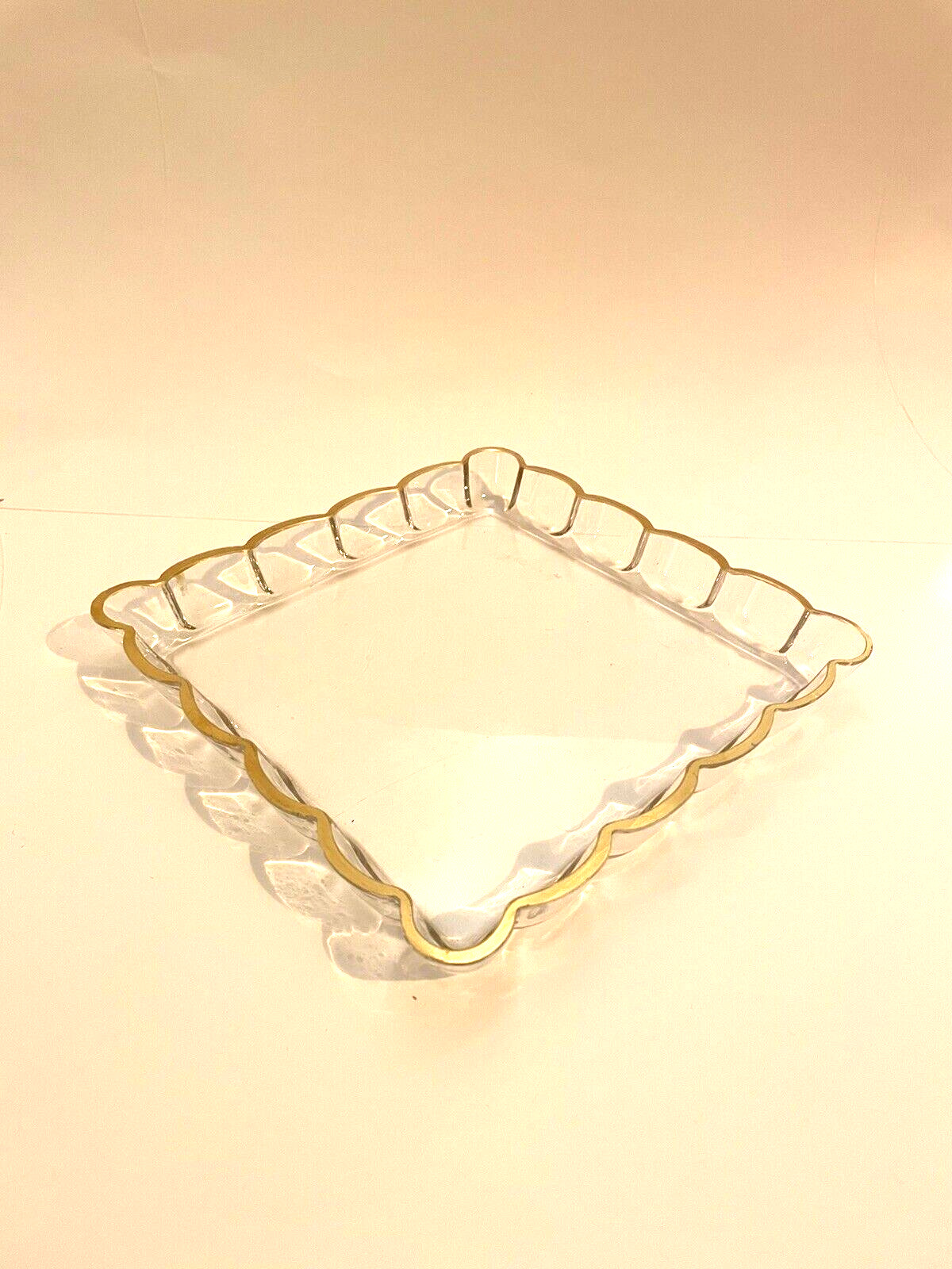 Plat de Service Art Déco en Verre Transparent, France, 1930s