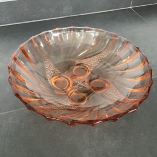 Coupe à fruits Art Déco en verre rose