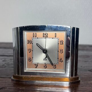 French Art Deco JAZ Chrome Mantel Alarm Clock
