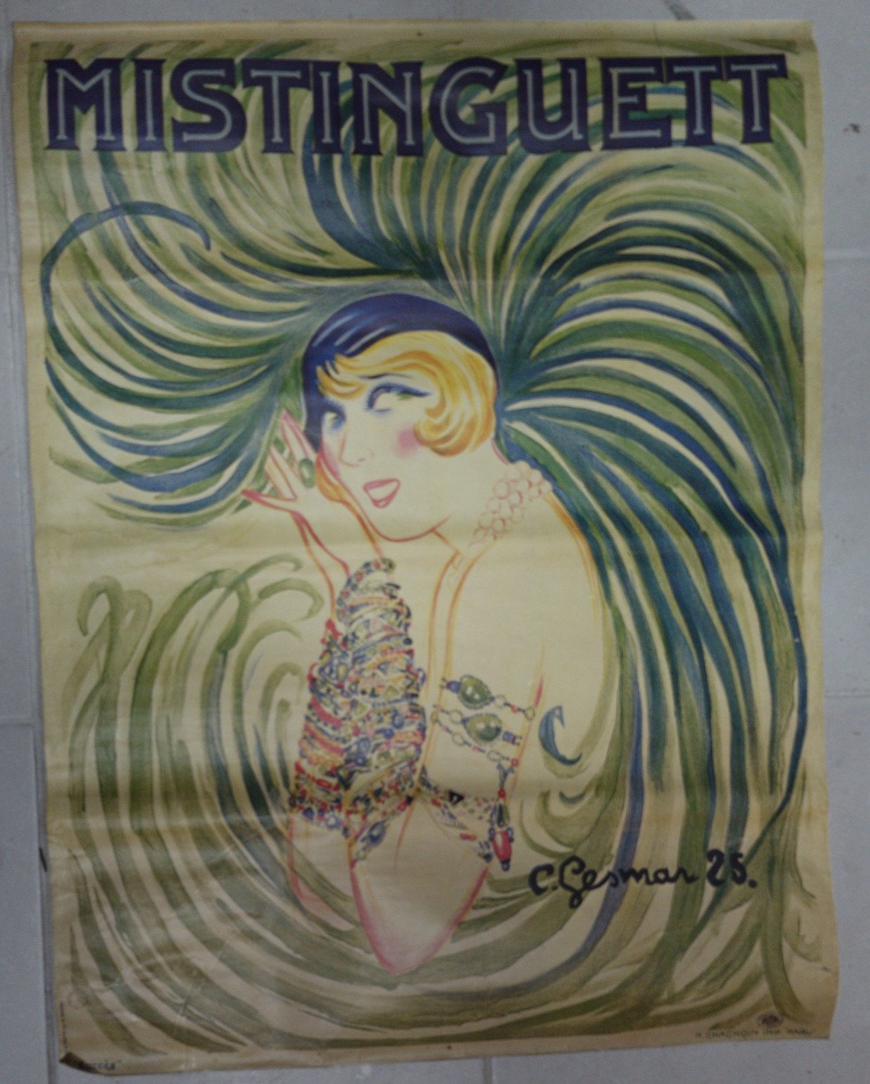 2 affiches anciennes plastifiées, Mistinguett et Arcachon chemin de fer