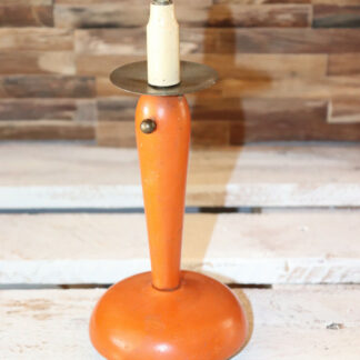 ANCIEN PIED DE LAMPE EN BOIS ORANGE ART DECO FRANCE HYDRA