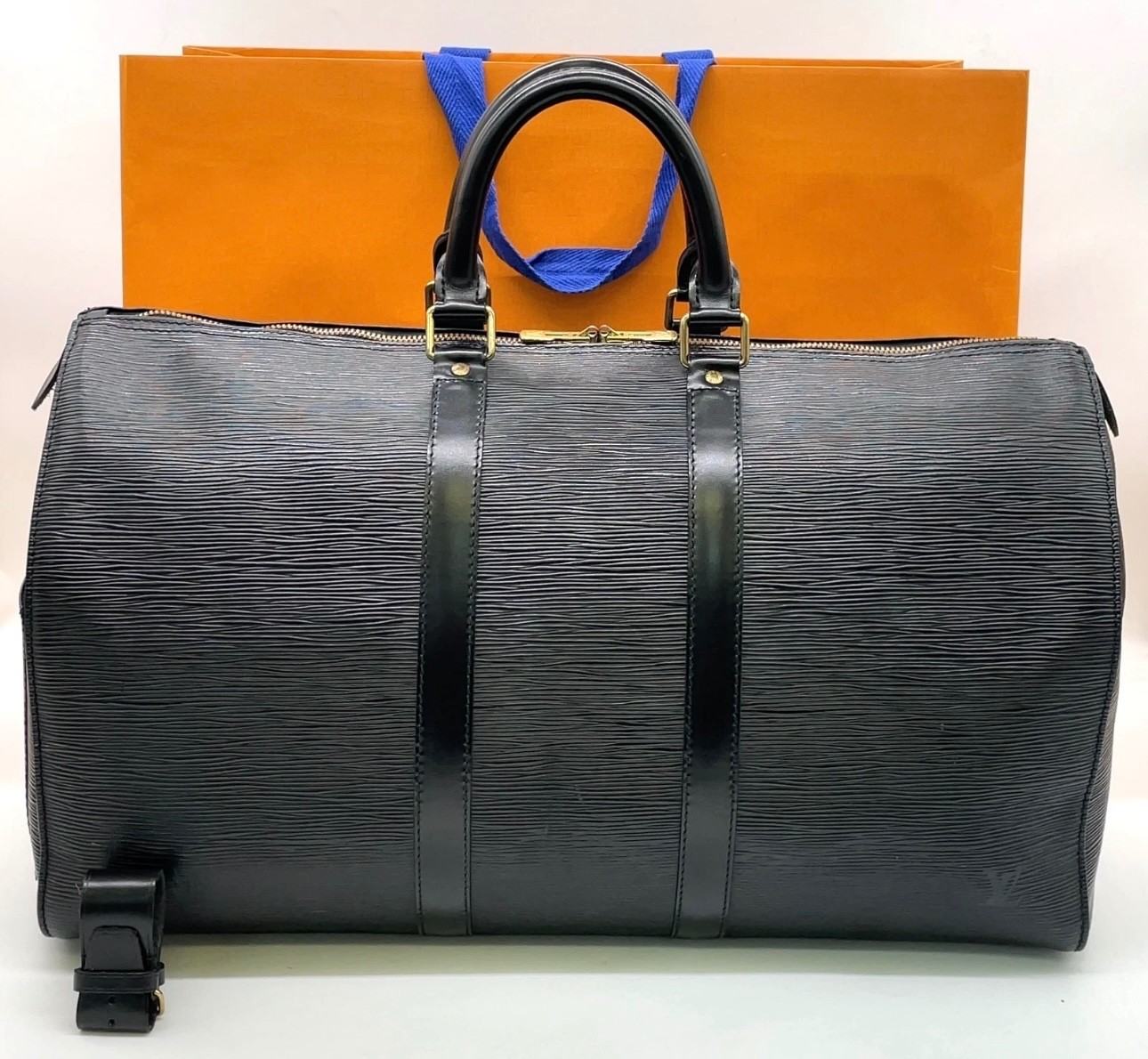 Louis Vuitton Keepall 45 Black Epi Leather Travel Bag SP0034 Vintage Authentic