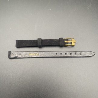 Bracelet Montre Dame Omega Swiss Made Noir Velours? 9mm Vintage Boucle Plaque Or