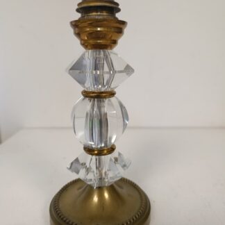 PIED DE LAMPE EN CRISTAL VERRE TAILLE BAGUES LAITON STYLE ADNET