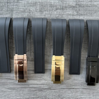 Bracelet De Montre En Caoutchouc Noir Oysterflex Avec Boucle Déployante 22Mm