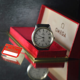 OMEGA De Ville 196.0158 CAL.1332 Argent Cadran Date Quartz MEN'S Montre + Box +