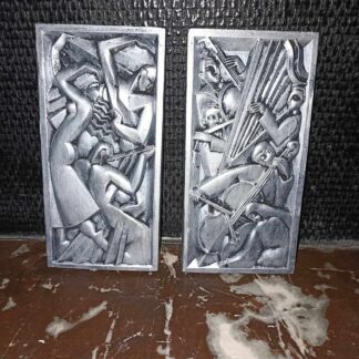 Lot 2 Bas-relief Art déco 'L'orchestre et la danse" les frères Martel (Argenté)