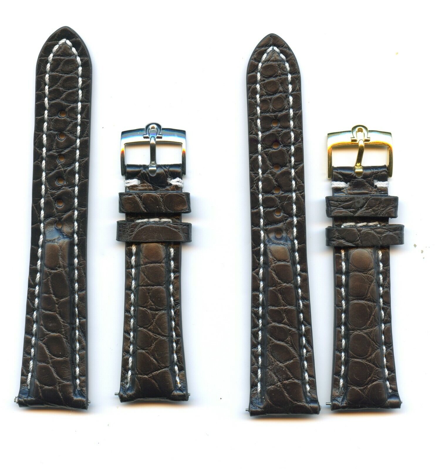 MB Véritable Noir Bracelet Alligator 18mm 19mm 20mm 22mm & Omega Boucle Acier Or