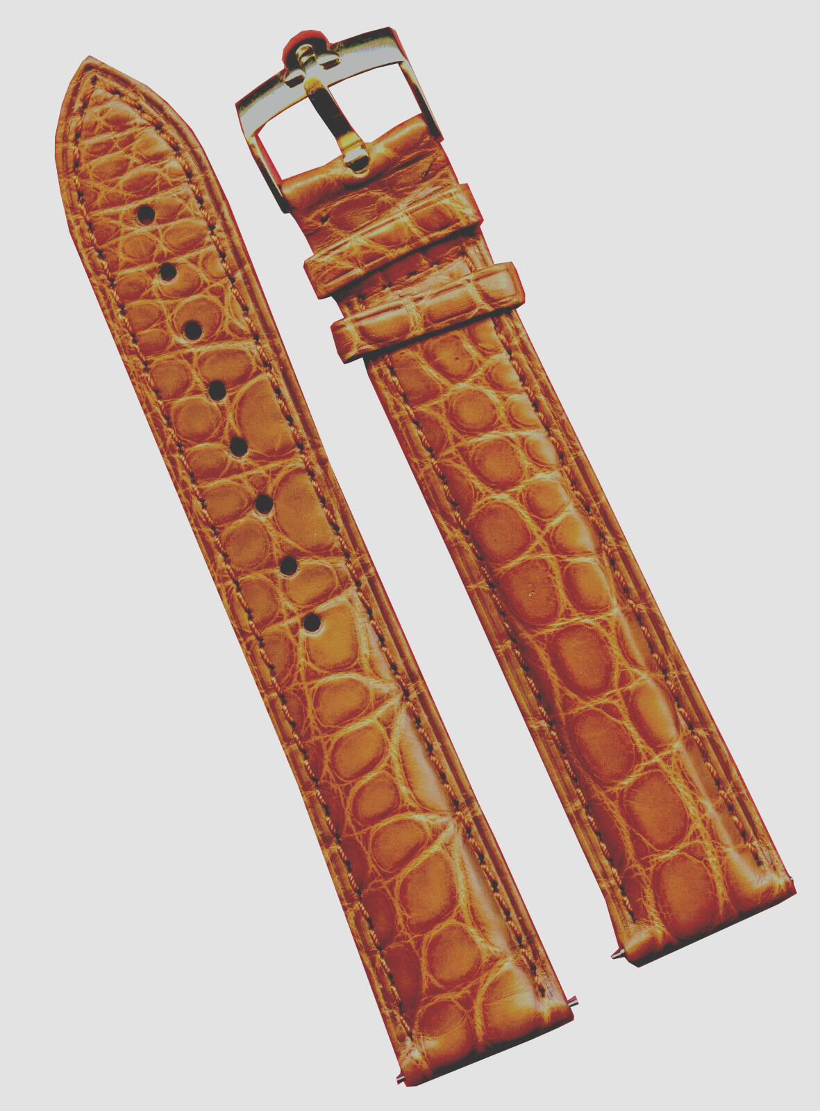 Marron Cognac Gen.Alligator MB Sangle 18mm Extra Long & Authentique Omega Or