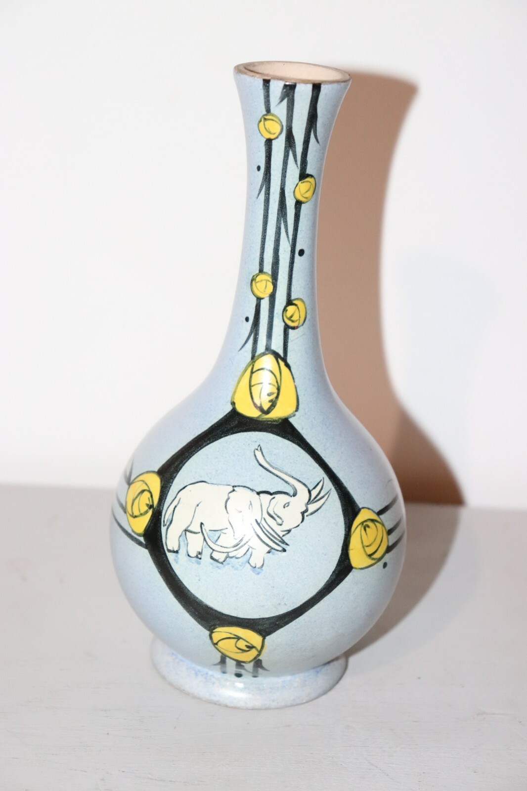 pied de lampe ancien en céramique H.B France , motif d'éléphant