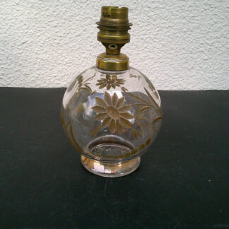 PIED DE LAMPE ART DECO EN VERRE TAILLE MARQUE TCHECOSLOVAQUIE