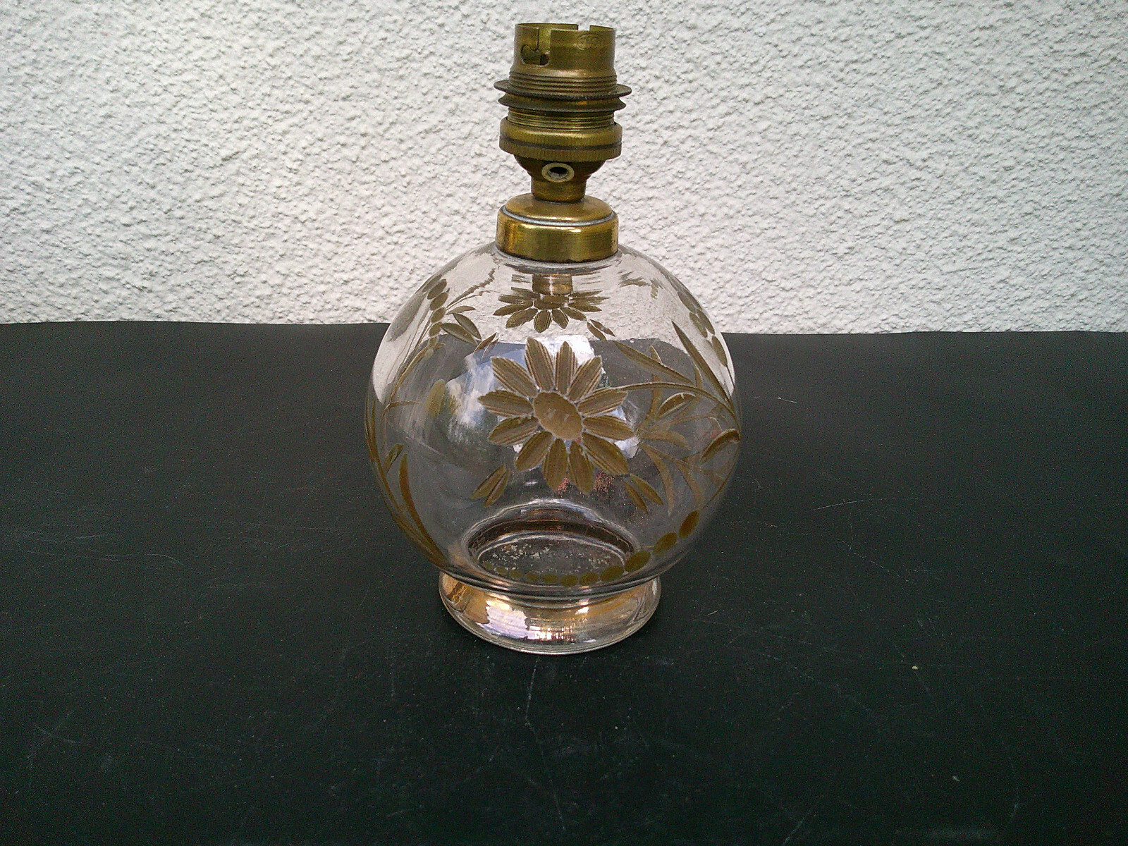 PIED DE LAMPE ART DECO EN VERRE TAILLE MARQUE TCHECOSLOVAQUIE