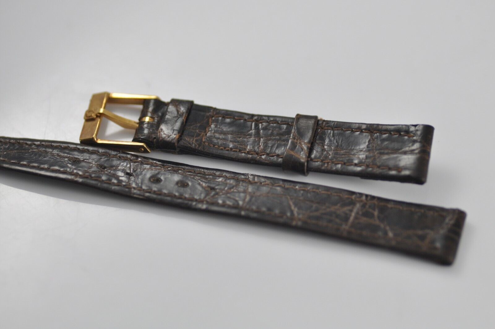 Bracelet De Montre Omega 13Mm Marron Avec Boucle Plaquée Or NOS État Neuf W28