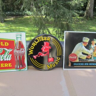 LOT (3) PLAQUES PUBLICITAIRES TOLE 40 X 30 PARFAIT ETAT