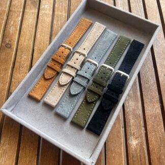 Bracelet de montre - Cuir Suédé - Coutures surpiquées - Toutes Tailles