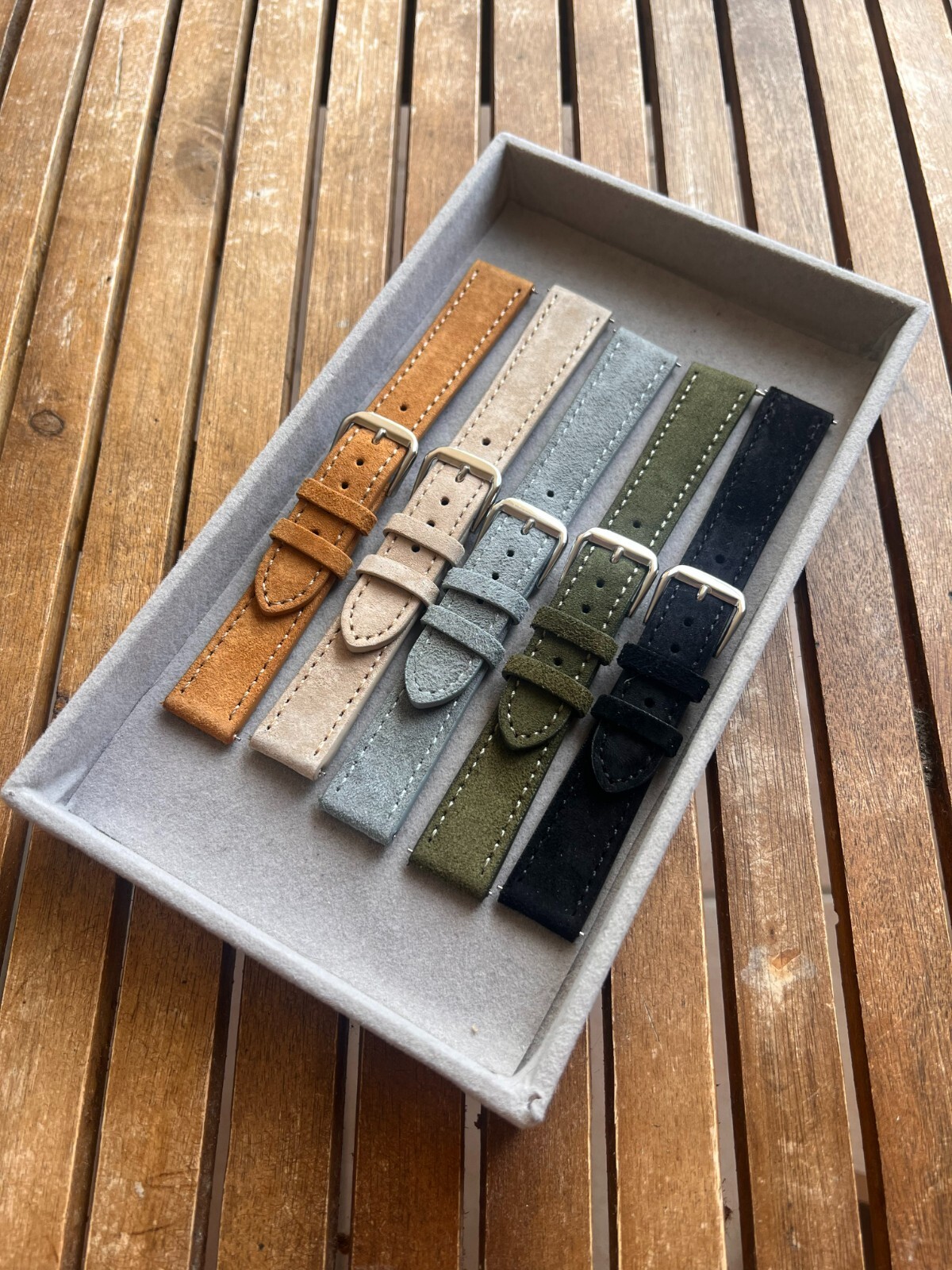 Bracelet de montre - Cuir Suédé - Coutures surpiquées - Toutes Tailles