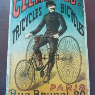 4 Anciennes plaques acier publicitaires magasins de vélos de PARIS 14.5cm/10.5cm