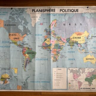 Affiche scolaire plastifiée R/V - Planisphère Politique / Planisphère Économique