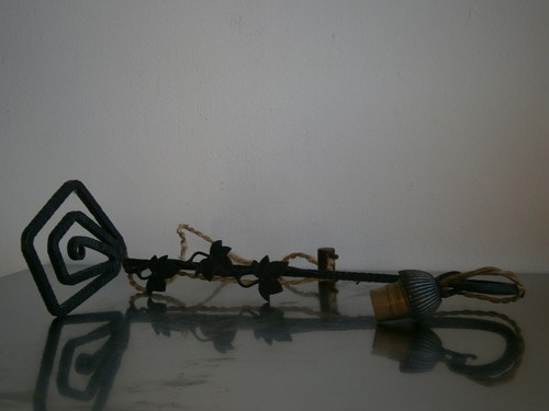 PIED DE LAMPE NOIR ART DECO FER FORGE St BRANDT LUMINAIRE 1930 ANCIEN