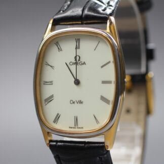 Vintage 1980s Omega De Ville Cal.1365 Gold Tonneau Roman Dial Quartz [Near Mint]