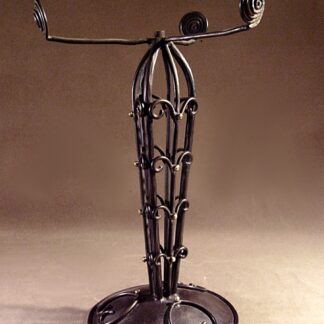 Pied de lampe art déco en fer forgé et laiton