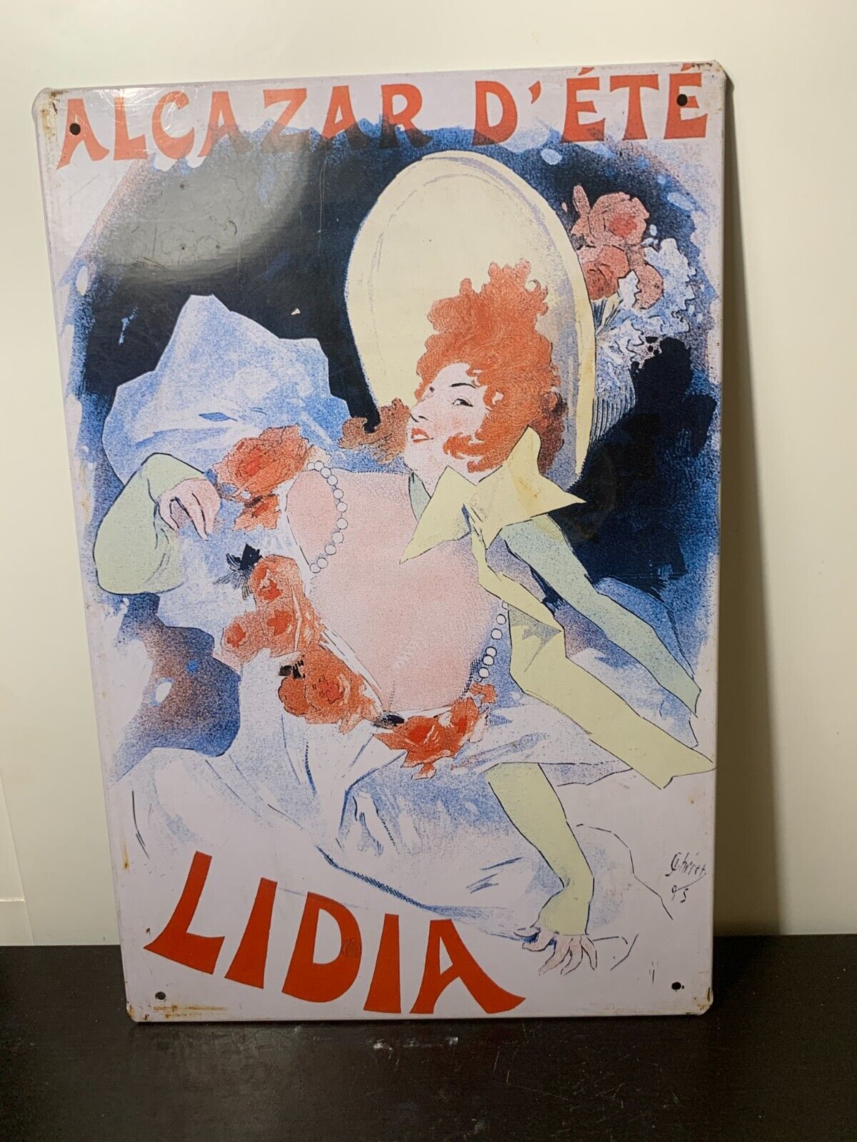 Jules CHERET : LIDIA - ALCAZAR D'ÉTÉ 1896, Plaque publicitaire métallique