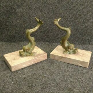 Beaux Serre-livres bronze et marbre art déco 30-40 figurant des dauphins