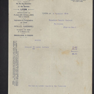 LYON (69) EMAILLERIE FRANCAISE / PLAQUES Emaillées publicitaires en 1929