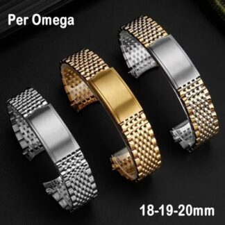Bracelet de Montre Acier pour OMEGA 18mm 19mm 20mm Seamaster Speedmaster Or