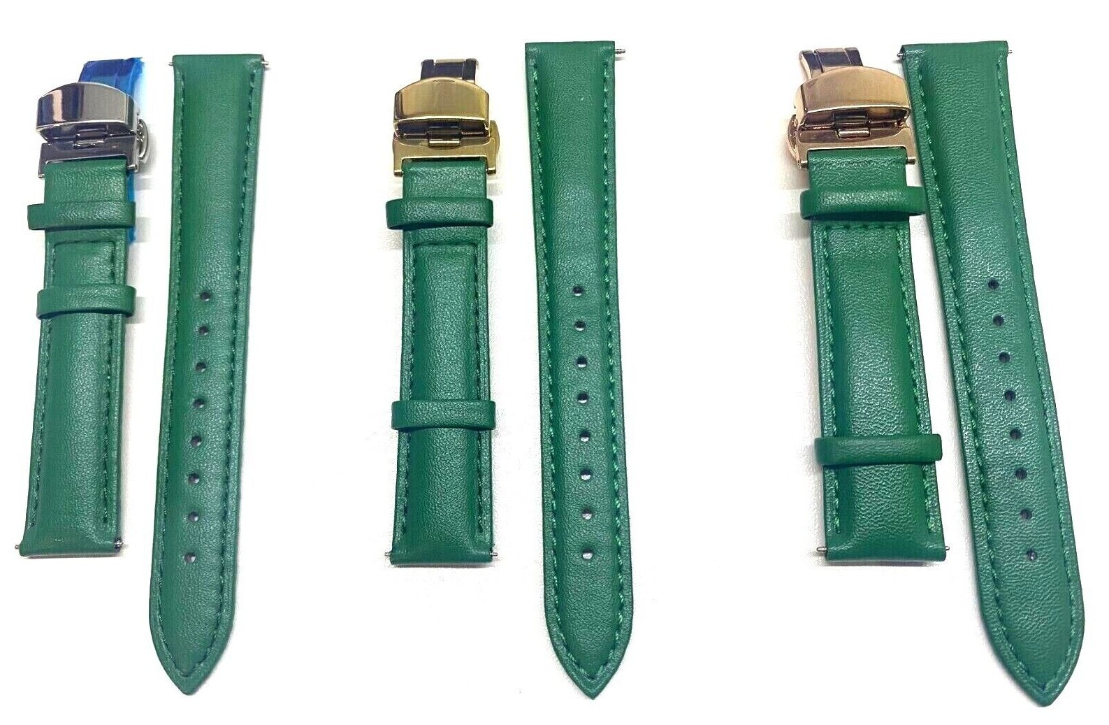 Bracelet en Cuir Vert Boucle Papillon 18 20 22 24MM X Longines Dw OMEGA Cartier