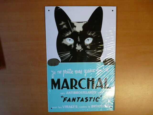 PB4 PLAQUE PUBLICITAIRE tolée age d'or Automobile n°80 : 19*29 cm MARCHAL chat
