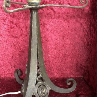 Ancien Pied de Lampe Tripode en Fer Forgé, Art déco