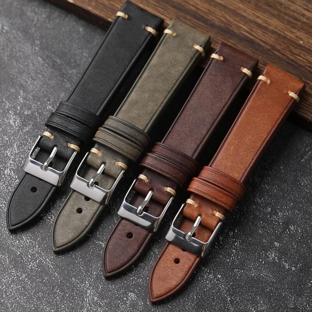 Bracelet de Montre Ceinture Vintage Vert Gris Marron 18mm 19mm 20mm 21mm 22mm