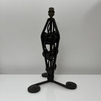 Pied de lampe en forgé Art Deco décor de roses