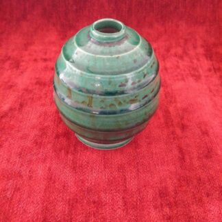 Superbe pied de lampe céramique craquelée verte Art Deco signée état impeccable