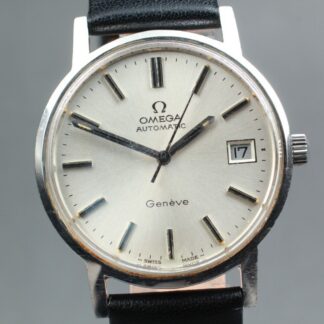 Vintage OMEGA Geneve 166.0163 Cal.1012 Automatic Date 35mm Silver Dial Men's