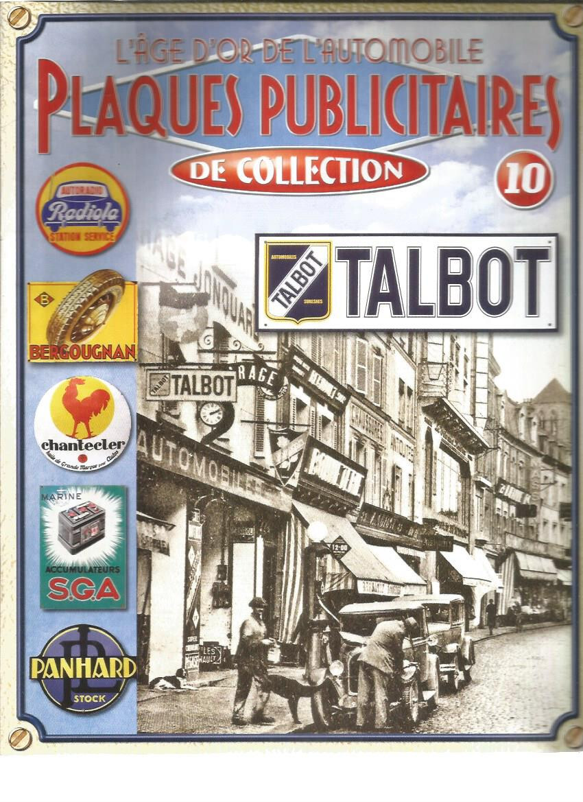 PLAQUES PUBLICITAIRES DE COLLECTION N°10 - TALBOT