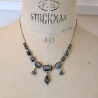 Collier rivière Art Déco en argent hématite et marcassite
