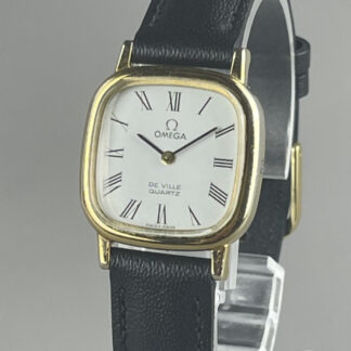 Montre vintage femme OMEGA De Ville 595.0098 or pile neuve bracelet cuir neuf
