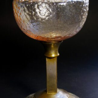 Pied de lampe à pétrole Art Déco, vintage métal et verre