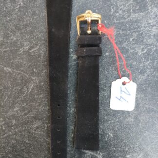 Bracelet Femme montre Omega 14 mm cuir/Daim Noir boucle dorée neuf de stock