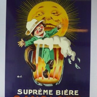 SUPREME BIERE GANGLOFF GRANDE PLAQUE PUBLICITAIRE EN BOIS LAQUE 40X60 suspendre