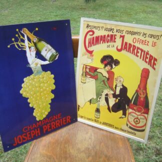 LOT (2) PLAQUES PUBLICITAIRES CHAMPAGNES TOLE 40 X30 PARFAIT ETAT