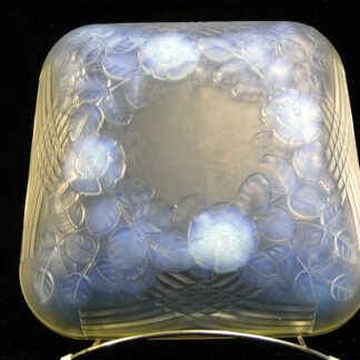 🇫🇷 ANCIENNE GRANDE COUPE VERRE OPALESCENT FLEUR RELIEF ART DÉCO signée JULIEN