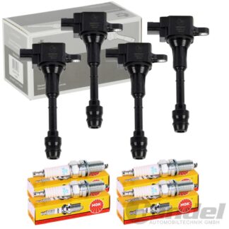 4x Skv Bobine + Bougies D'Allumage NGK Convient pour Nissan Primera (P12) -