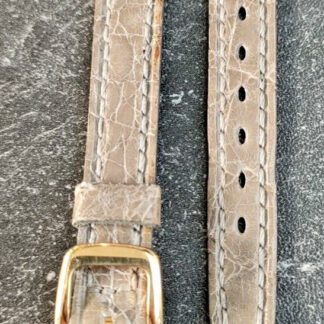 Bracelet Femme montre Omega 11 mm cuir lézard Gris boucle dorée neuf de stock