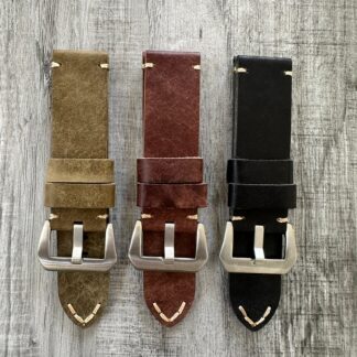 Véritable Épais Bracelet Montre Cuir Pour Panerai Luminor Marina Radiomir 24mm